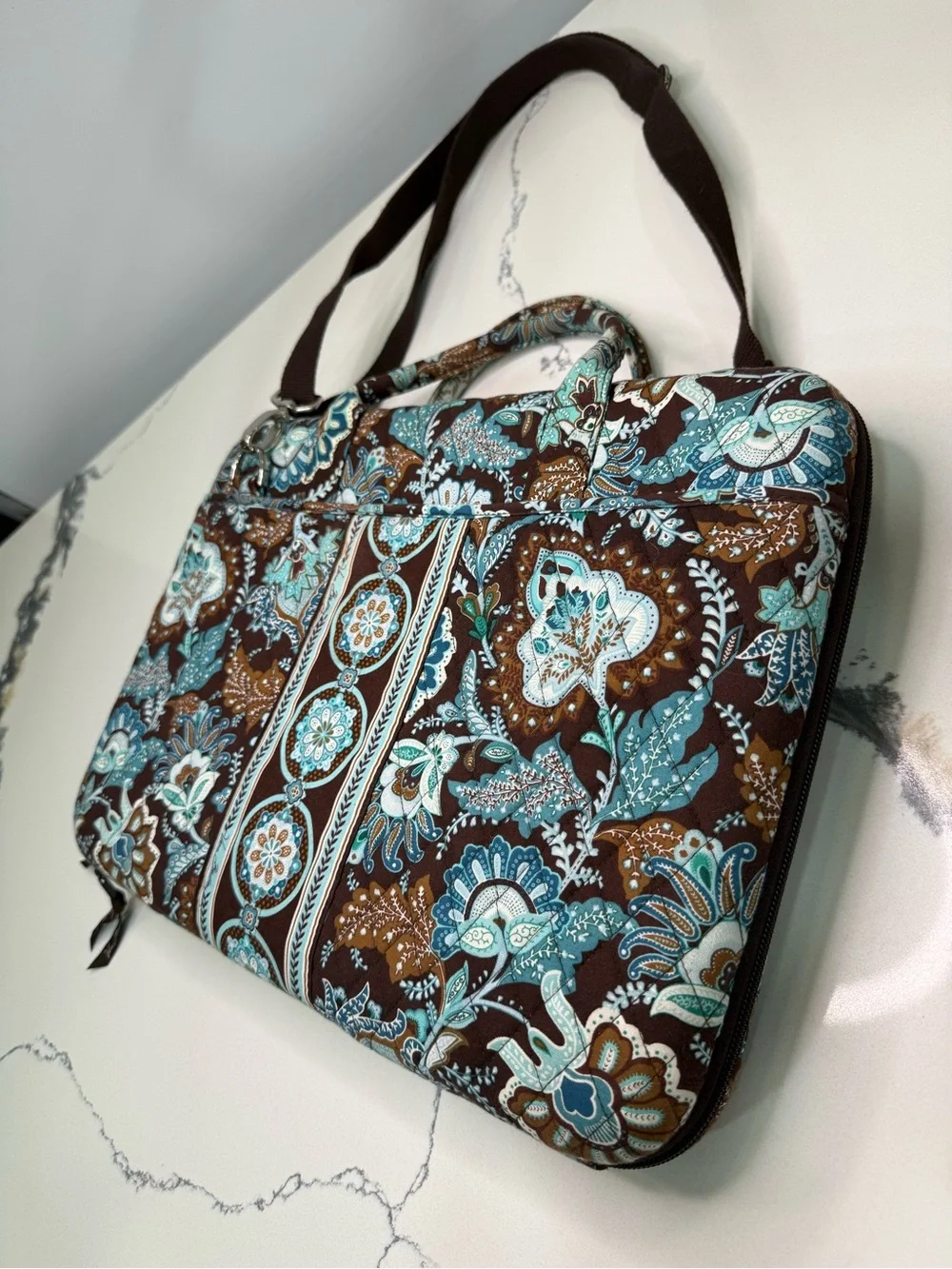Vera Bradley RETIRED Java Blue Floral Laptop/Business Secure Travel Bag